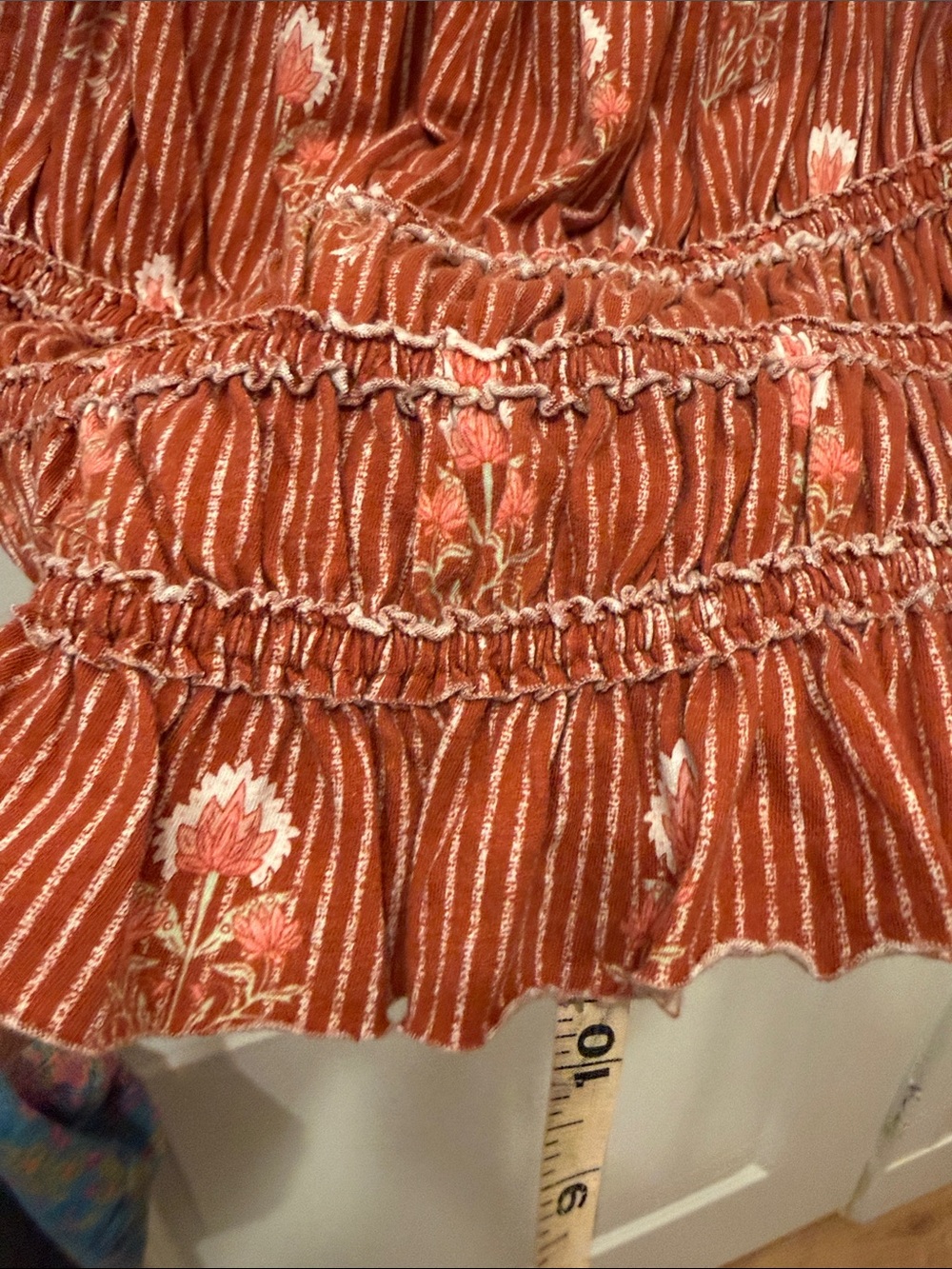 Free People Rust-Red Floral Smocked Cami - Picture 7 of 16